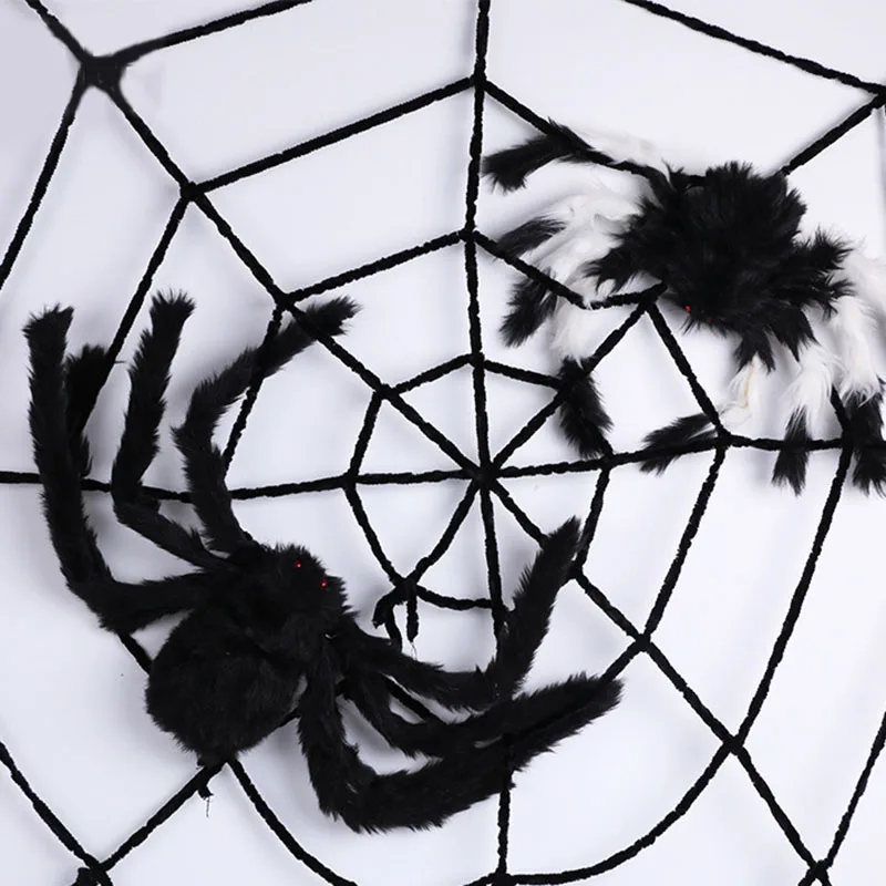 

Halloween Decorations Furry Spider Haunted House Halloween Prop Fake Spider Web Toy DIY Party Bar KTV April Fool's Day Decor