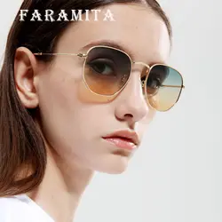 Faramita бренд прямоугольник мини Для женщин солнцезащитные очки Винтаж металла Для мужчин солнцезащитные очки AC зеркало в раме бренд