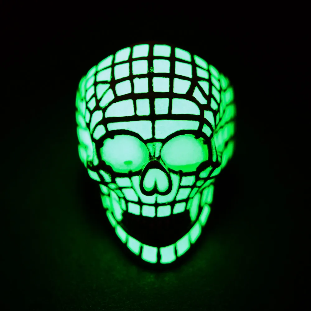 

Stainless Steel Luminous skull Rings for Men Women Couple Rings Glow In The Dark Jewelry
