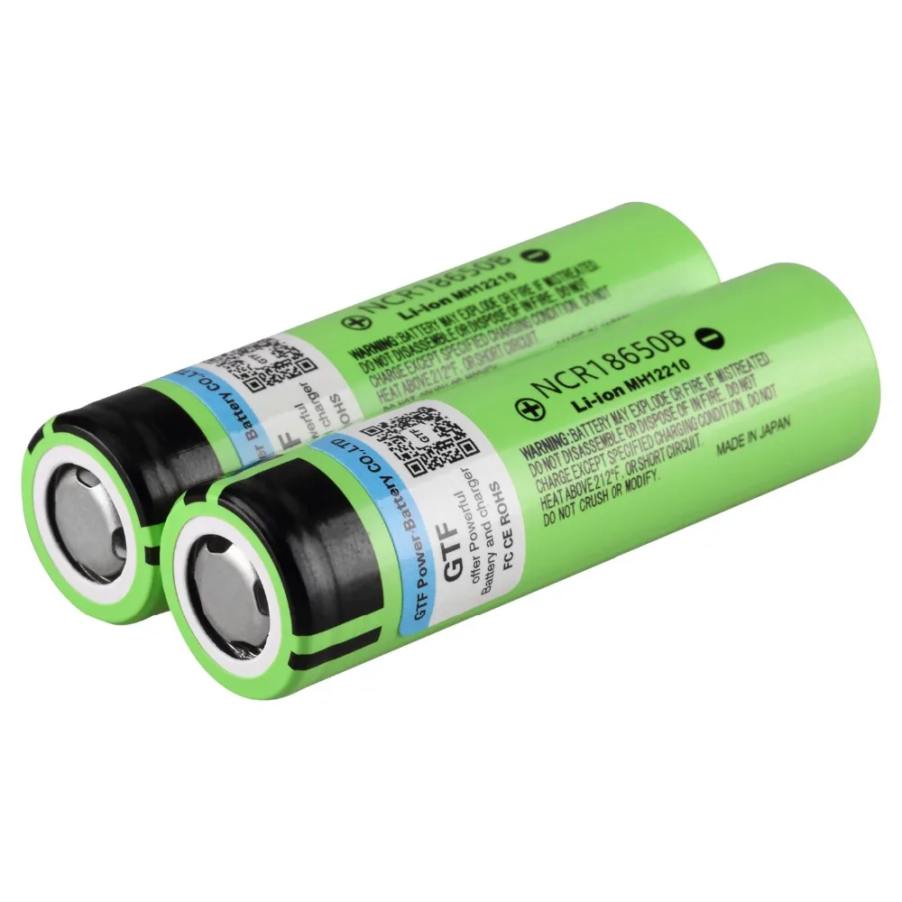 GTF 100% оригинал 2 шт 18650 Батарея с Зарядное устройство 3 7 V 3400 mah NCR18650B литиевых