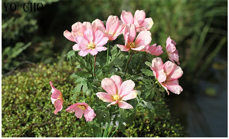 Artificial flowers cosmos autumn 5 branch small daisy wedding silk flowers decoration for home  garden flower bouquet (3)