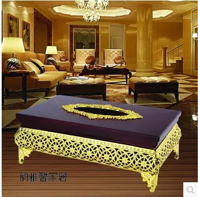 

European Luxury gold / silver plated metal tissue boxe wood napkin holder tissue box cover Home decoration ZJH004