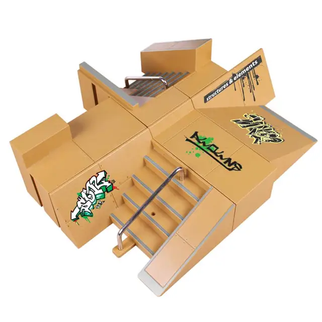 US $17.10 Free Drop Shipping Kids Professional Ramp Deck Mini Finger Board Skateboard Skatepark Model Toy gif