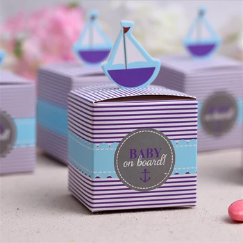 

50pcs Baby sailboat Birthday Party Decorations Kids Birthday Favor Boxes Candy Box Baby Shower Party Decoration 04