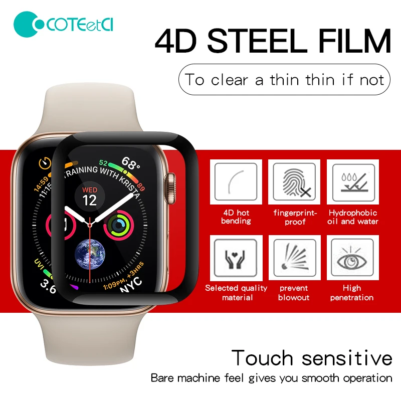 

COTEetCI 4D Fully Covered With Toughened Full Glue Glass Screen Protector Film For I Watch For Apple Watch 4 Series 40mm/44mm