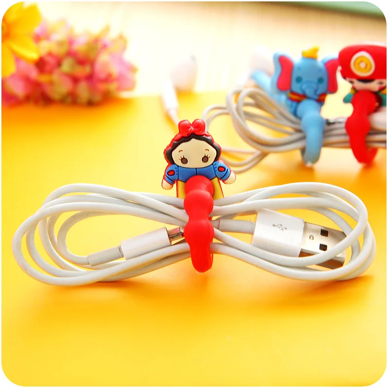 

30PCS/lot Princess/Cat/ Bear Model Cartoon Animal Long Cable Winder Headphone Earphone Organizer Wire Holder for USB Data Line