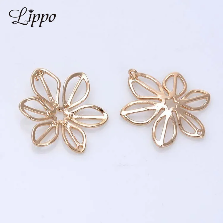 10pcs 24k Gold Flower Charms Pendants Flowers Connector DIY jewelry