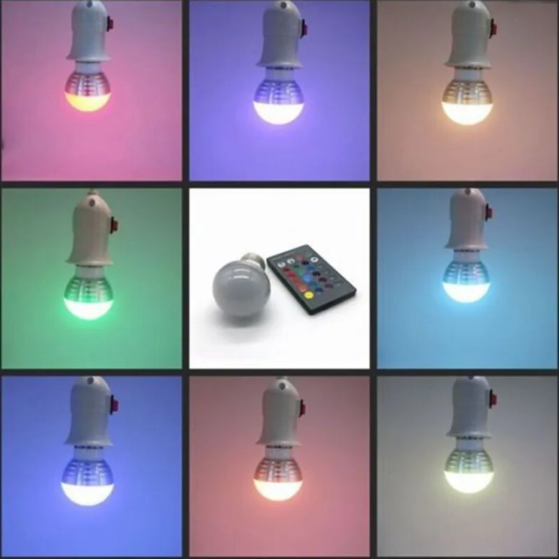 1Pc Multicolors RGB Christmas Decor Atmosphere LED Night Light E27 5W 110V - 220V LED lamp Spotlight Bulb With IR Remote 8
