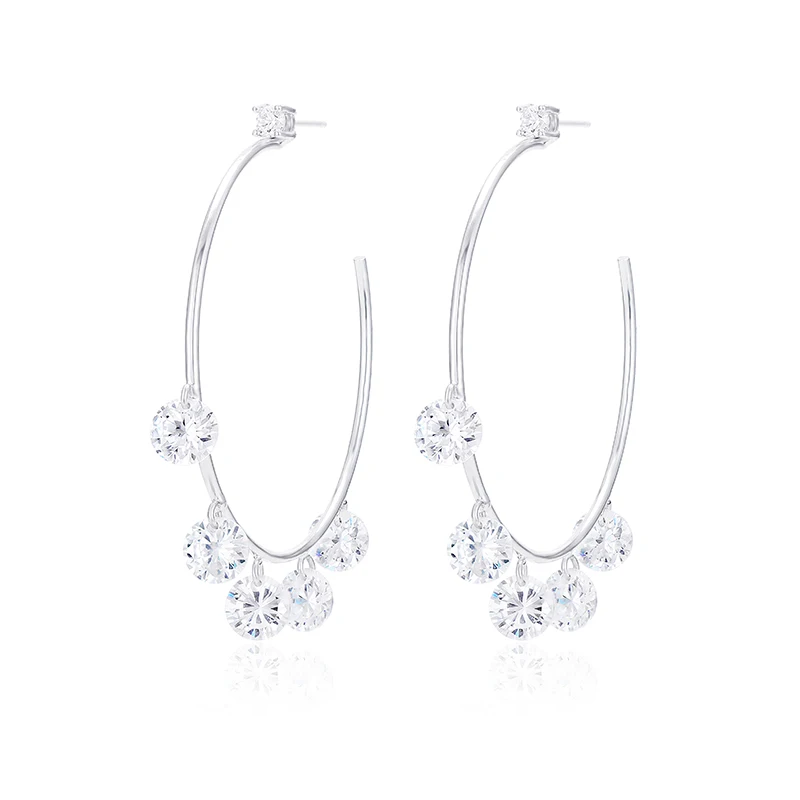 

XIUMEIYIZU 2018 New Arrival Luxury Black/White Round Circle AAA Cubic Zirconia Hoop Earrings For Women Engagement Gift
