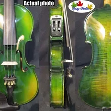 Красивая soild дерево зеленого цвета электрическая и акустическая скрипка 4/4#9491