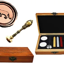 Винтажная индивидуальная восковая печать герметизирующая печать леопардовая Роскошная латунь Павлин металлическая ручка палочки плавления ложка Подарочная коробка из дерева набор