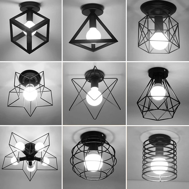 Ceiling lights Minimalist Retro Ceiling Lamp Glass E27 industrial decor lamps for living room Home Lighting Lustre Luminaria