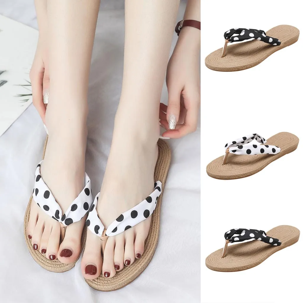 

2019 zapatos de mujer Summer Women's Platform Sweet Print Non-Slip Flip Flops Sandals Flat Beach Slippers Shoes buty damskie %40