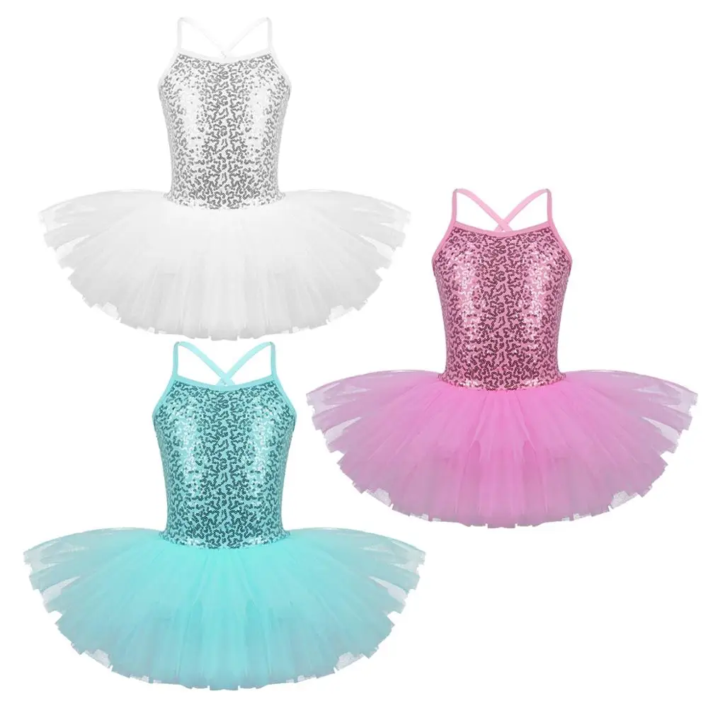 YiZYiF Kids Girls Camisole Sequined Tutu Ballet Dance Party Leotard Dress