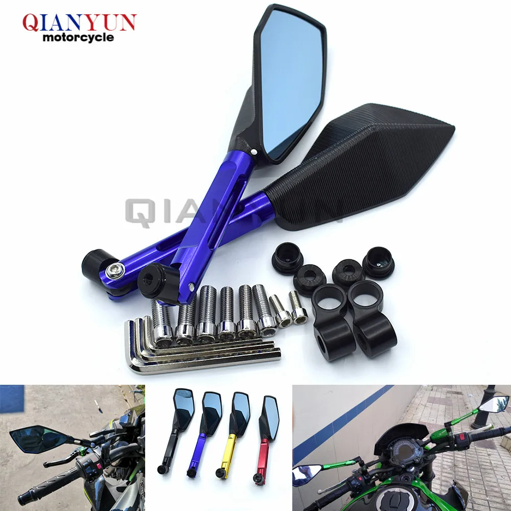 

Motorcycle rearview side mirror 8mm 10mm with L wrench Universal For Kawasaki ZX12R ZX14/ZZR1400 /ER6/ FZ750S /250R /