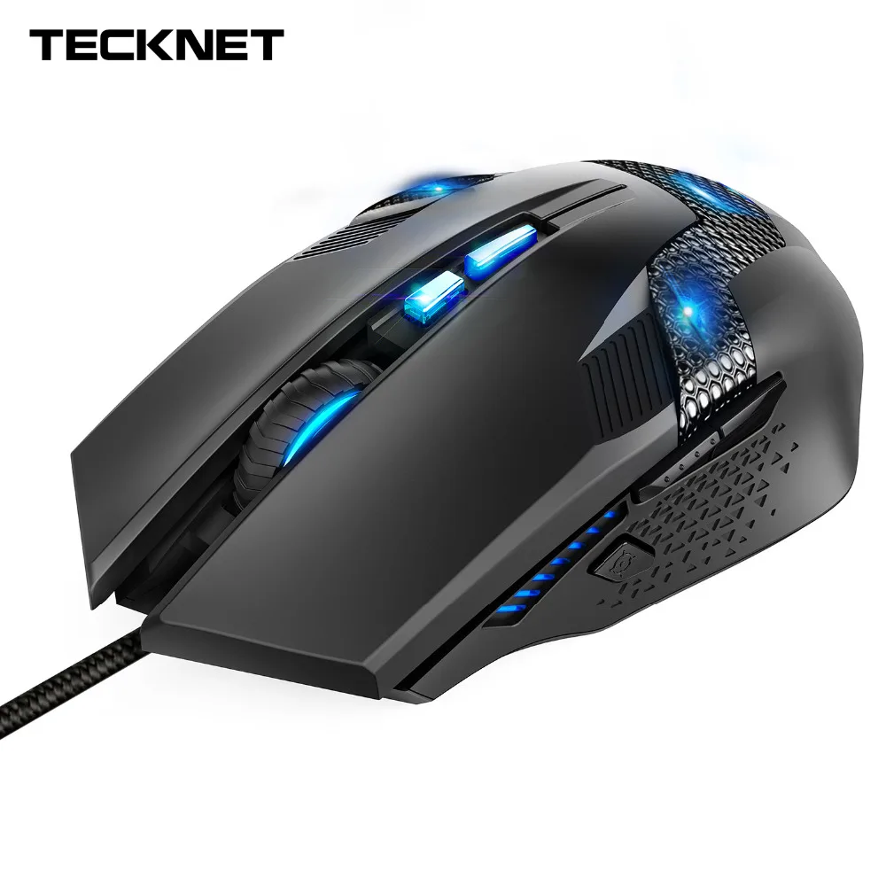 

Tecknet Professional Ergonomic Optical Wired Computer Gaming Mouse 7000DPI 8 DPI Adjustment Levels 8 Programmable Buttons Mice