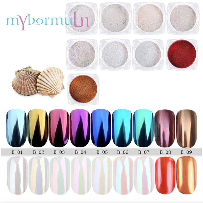 

1 Box Mermaid Mirror Nail Glitter Powder Pearl Shell Shimmer Powder Pigment Gradient Glimmer Dust Manicure DIY Decor Tips 2019