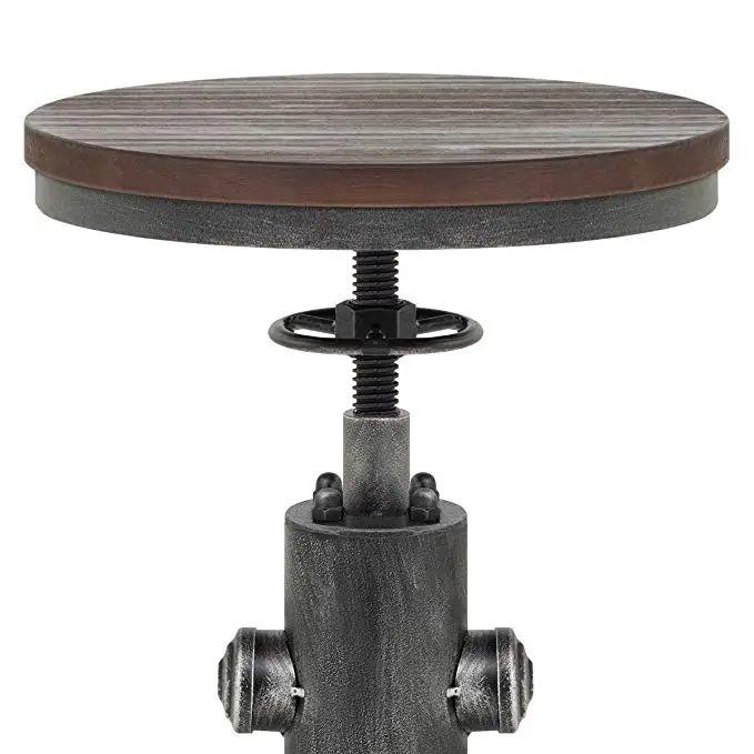 Topower Bar Chairs Antique vintage Industrial Solid Wood Water Pipe Cafe Coffe Industrial Adjustable Seat Bar Stool Modern Home