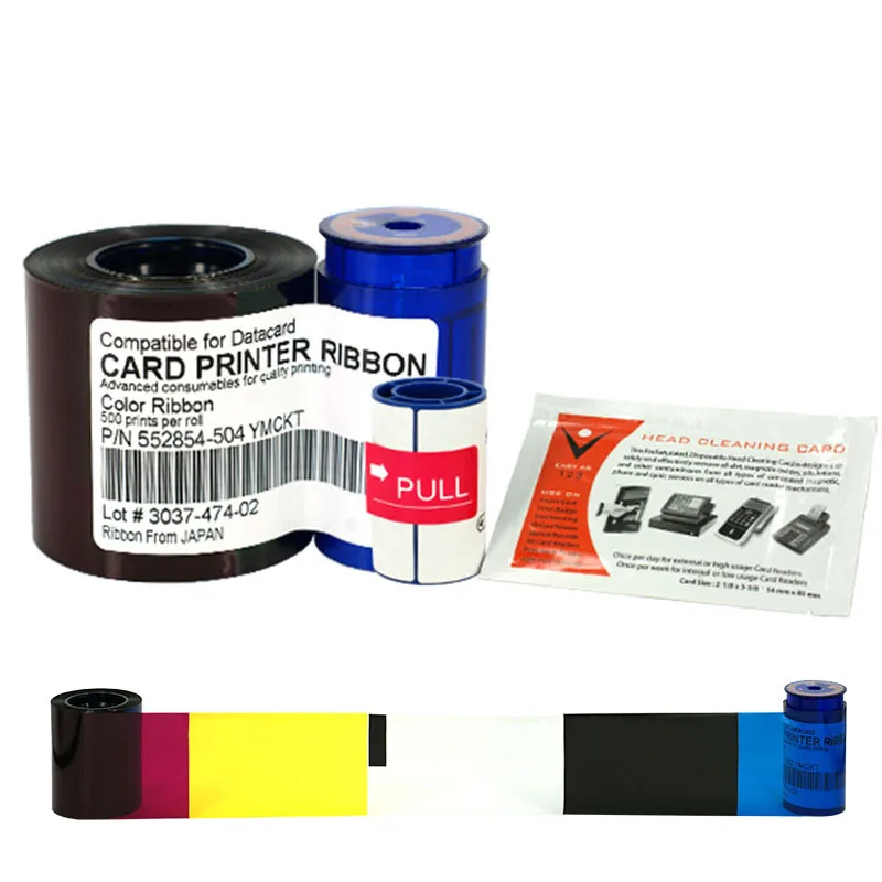 

Printer Ribbon 552854-504 Color Ribbon 500prints/roll With cleaning wheel, cleaning card for Datacard SP35 SP55 SP75