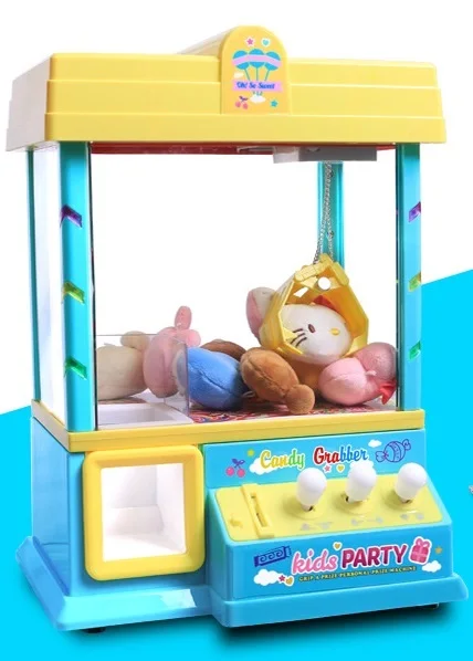 Мини-коготь кран для игровых автоматов мини-захват куклы машина ребенок-родители вечерние игрушки с монетами светильник музыка куклы машина Дети Забавный подарок игрушка - Цвет: yellow machine