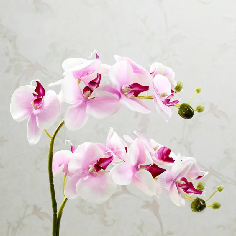 Silk Flower Artificial Flowers Single Branch Phalaenopsis Home