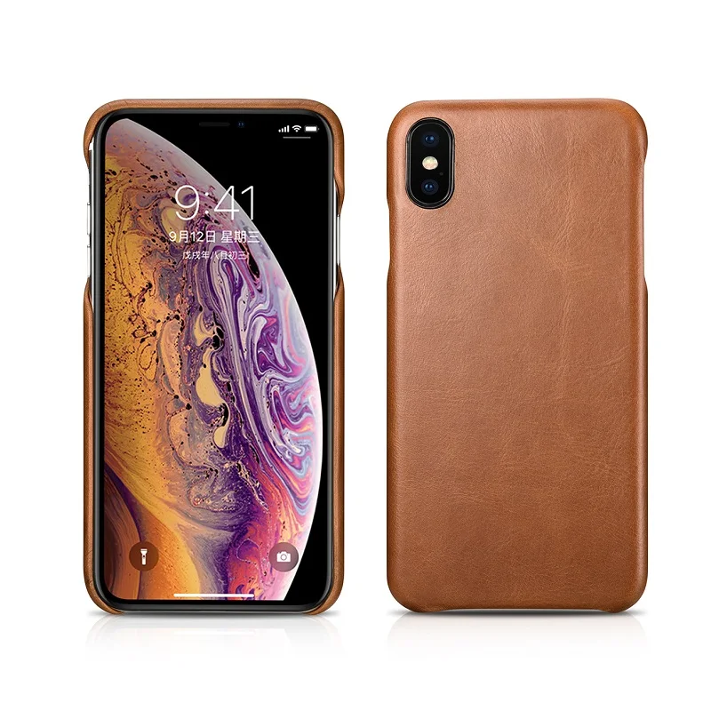 ICARER Vintage Slim Phone Case For iPhone XS MAX Genuine Leather Back Cover Max Accessories Shell Coque | Мобильные телефоны и