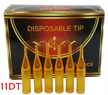 

UPTATSUPPLY 11DT 50PCS/lot Diamond Disposable Yellow Plastic Tips Steriled Assorted Plastic Tattoo Tubes for Tattoo Supplies