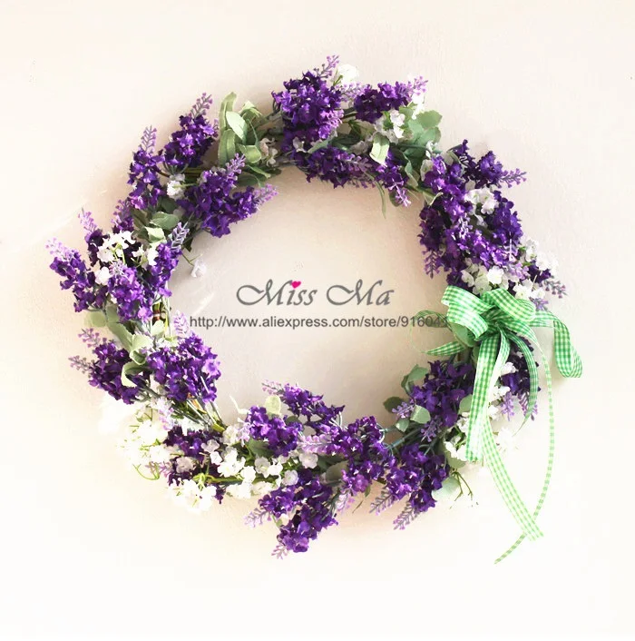 

Wreaths Diameter 35cm Lavender Romantic Purple Lavender Decorative Silk Flower Wedding Flower Christmas Party Free Shipping