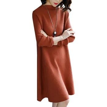 

Fashion Autumn Long Pullover Dress Knitwear Women's clothing Warm Dress 2020 Winter Loose Style Cashmere Knitted Dresses Female