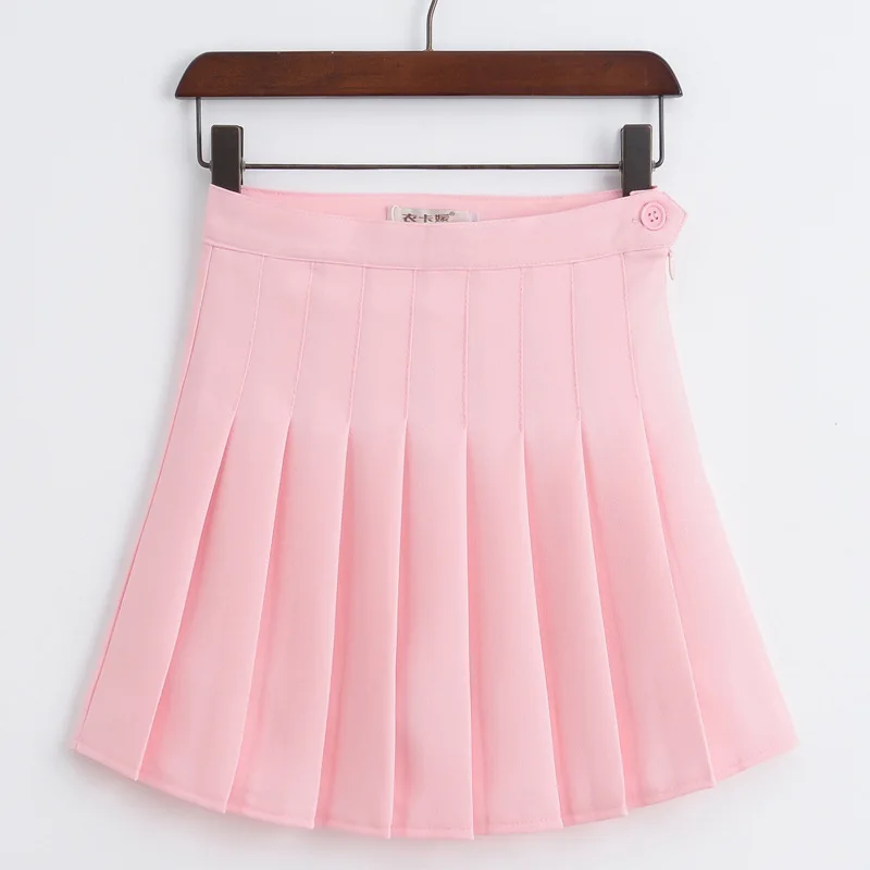Женская модная летняя плиссированная юбка с высокой талией, Студенческая юбка для костюмированной вечеринки, Kawaii, женские мини-юбки, короткие, розовые, черные