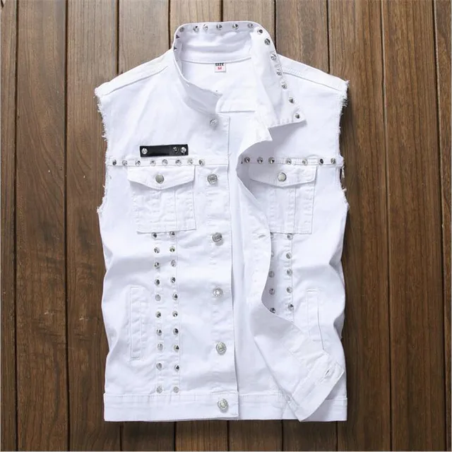 white jean vest mens