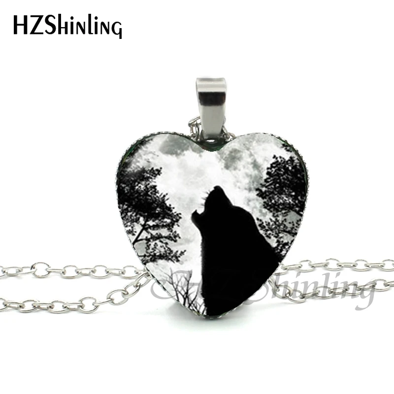 New Blue Wolf Heart Necklace Howling Wolf Heart Pendant Jewelry Wolf Pendant Murano Glass Heart Necklace HZ3 New Blue Wolf Heart Necklace Howling Wolf Heart Pendant Jewelry Wolf Pendant Murano Glass Heart Necklace HZ3