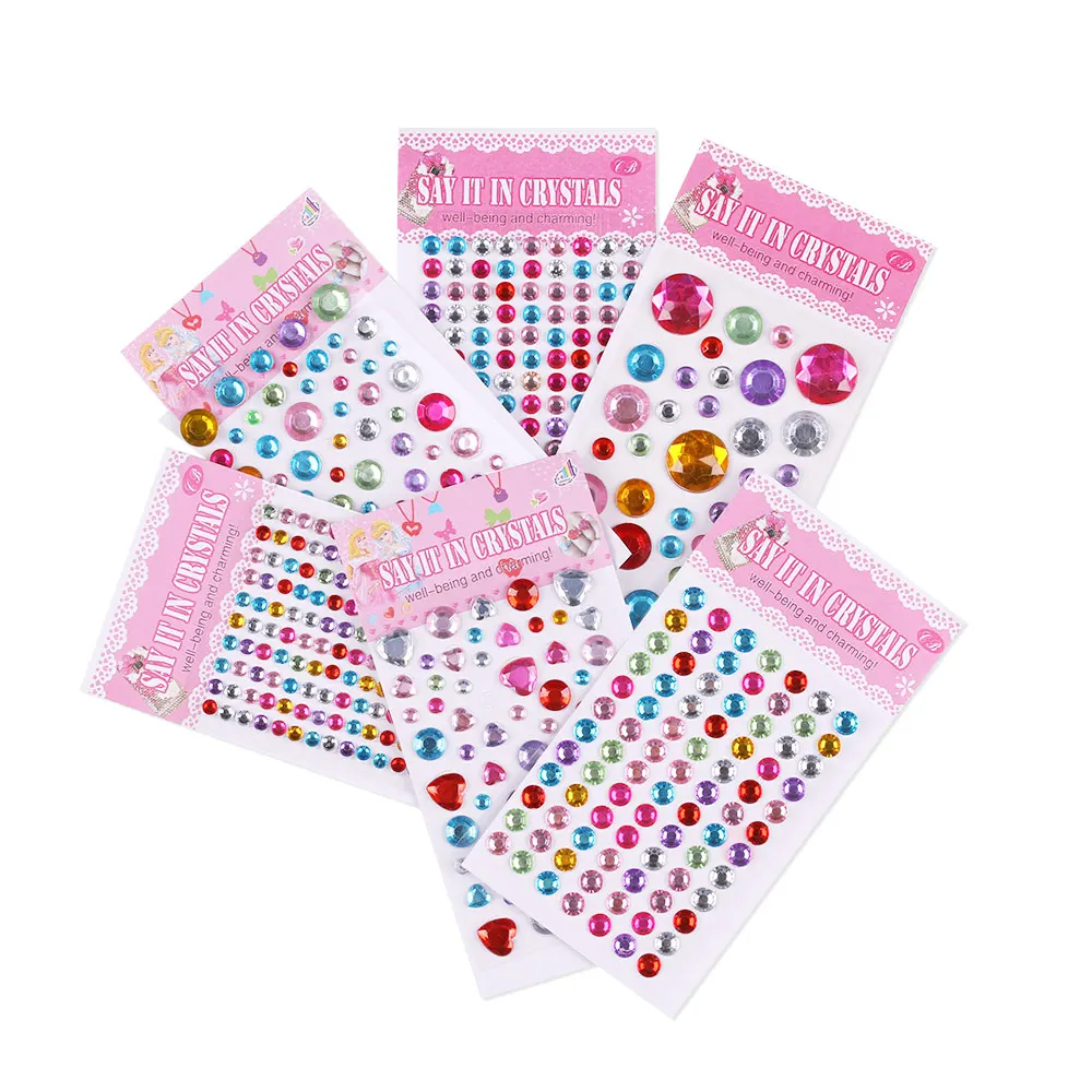 

2 Sheets DIY Car Decal Stickers Children toys Scrapbooking Stickers Mobile/PC Art Crystal Rhinestone Self Adhesive Decoration