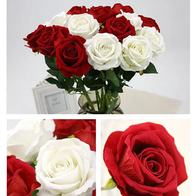 Online New Multi Color Realistic Fake Flower Arrangement Home New Multi Color Realistic Fake Flower Arrangement Home Room Decor Rose In Silk Cloth Artificial For Wedding Decoration