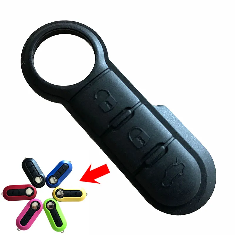 

New High Quality 3 Button Black Remote Key Fob Rubber Pad Replacement Key Case Cover For Fiat 500 Panda Punto Bravo
