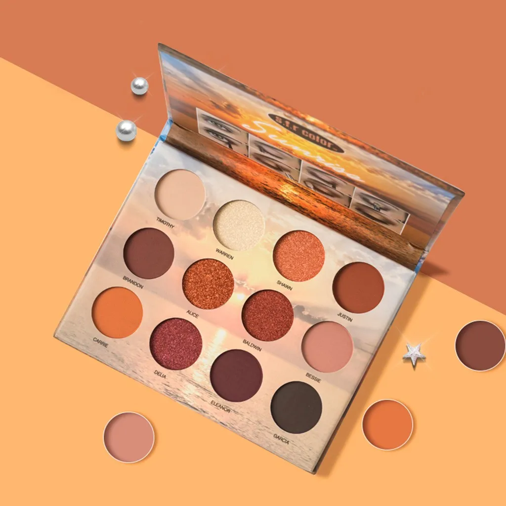 

Eyeshadow 12 Color Glitter Palette Pressed Shimmer Matte Eye Shadow Makeup Long-Lasting Eye Palette Hua For Beauty CosmeticW0516