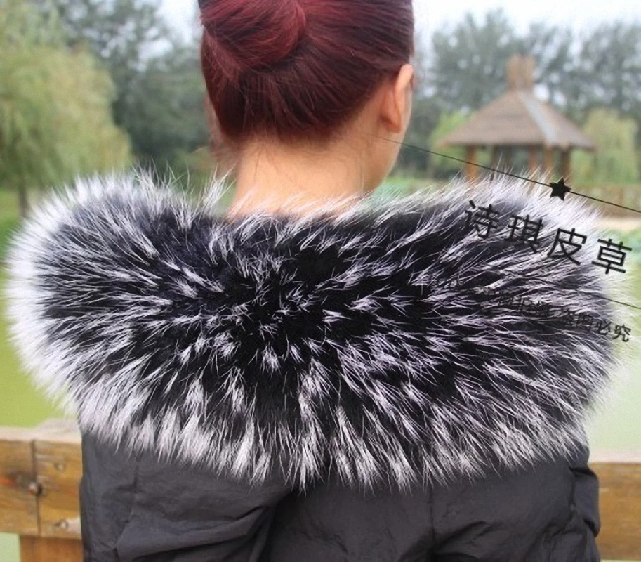 

Colorful Genuine Raccoon Fur Detachable Collar Scarfs Fashion Coat Sweater Detachable Jacket Luxury Fur Collar C003-BW