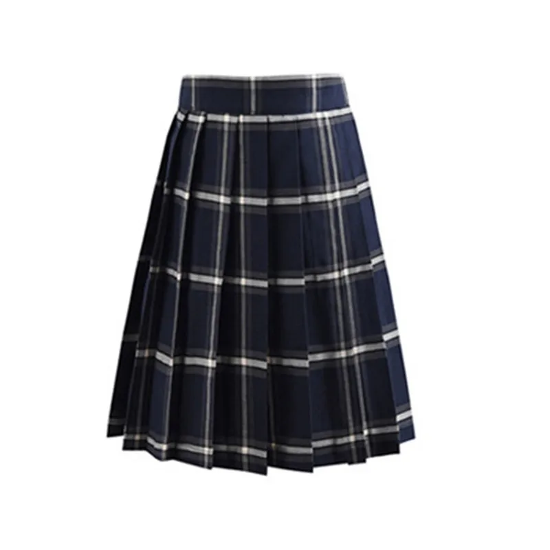 Женская летняя плиссированная клетчатая юбка с высокой талией, женские короткие юбки в стиле аниме, плисованная Женская юбка - Цвет: Navy grid