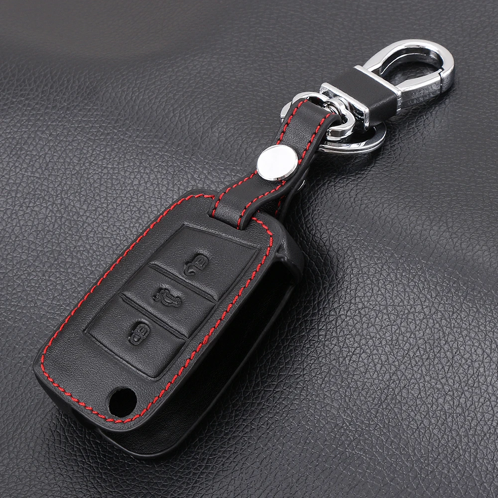 Кожаный чехол для ключей Volkswagen VW Golf 7 GTI R MK7 Tiguan 2017 Skoda Octavia A7 Seat Leon Ibiza Key Portect|Футляр