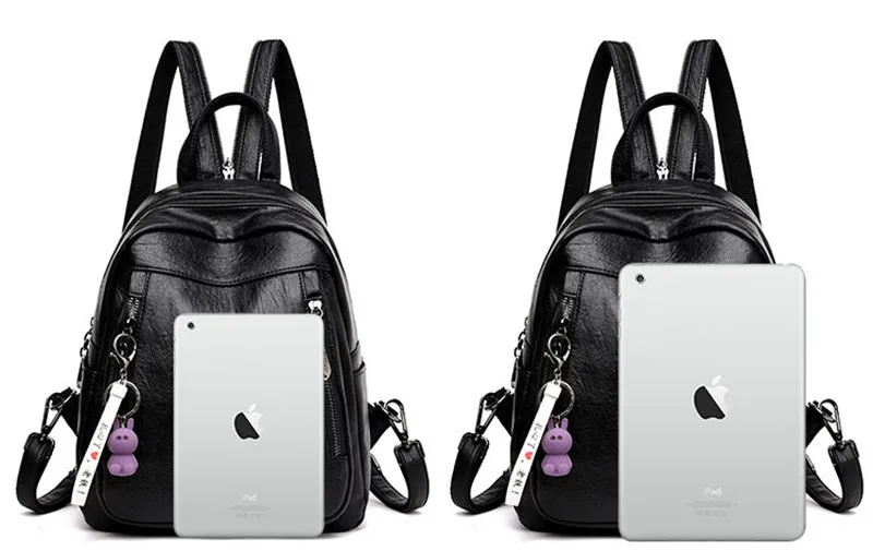 Известный бренд, высокое качество, кожаный женский рюкзак, простой дизайн, двойная молния, школьная сумка на плечо для колледжа, Mochila Feminina