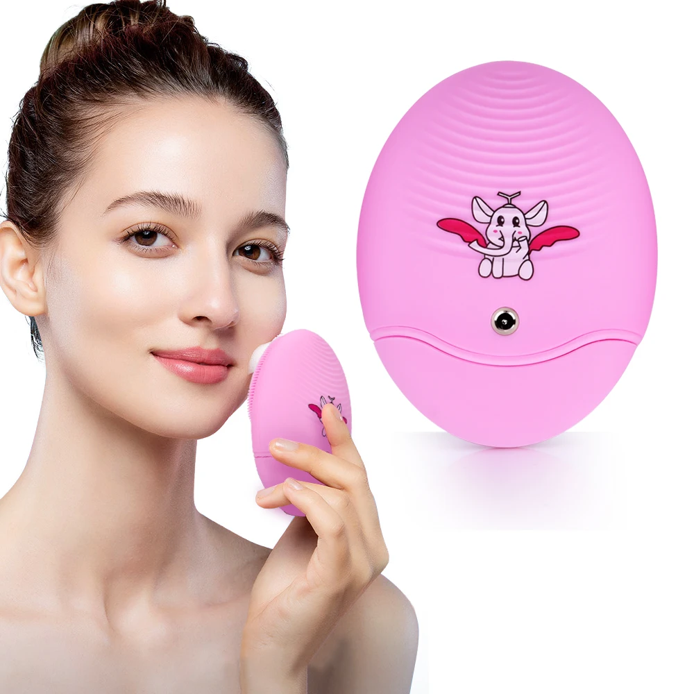 

Mini Electric Silicone Facial Cleansing Brush Sonic Vibration Massage USB Rechargeable Smart Ultrasonic Face Cleaner Tools