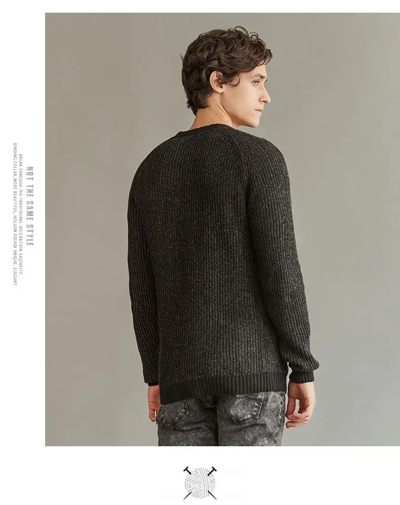 MuLs Brand Crew-Neck Male Sweater Autumn Winter Thick Stripe Pullover Sweater Cotton O-Neck Jumper Man knitwear 2019 Spirng New 2