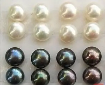 

luxury WHOLESALE 8 PAIRS OF 11-12MM tahiti WHITE BLACK PEARL EARRING