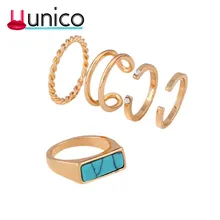 Unico Trendy Semi-precious Stone Joint Rings Set For Women Vintage Gold Color Simple Design Rings Boho Jewelry Adjustable Fashion Jewelry Unico Trendy Semi-precious Stone Joint Rings Set For Women Vintage Gold Color Simple Design Rings Boho Jewelry Adjustable Fashion Jewelry