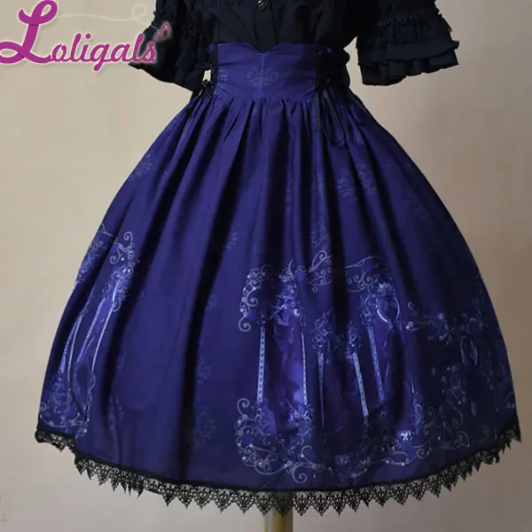 Gothic Korte Lolita Rok Nightmare Ban Gedrukt Rok met Shirring Lace up Taille Gothic Korte Lolita Rok Nightmare Ban Gedrukt Rok met Shirring Lace up Taille