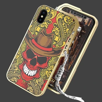 

KANENG Red Skeleton 3D Widescreen Shield Metal Aluminum Colorful Shockproof Mobile Phone Bag For Apple iPhone X 5.8" Case Cover