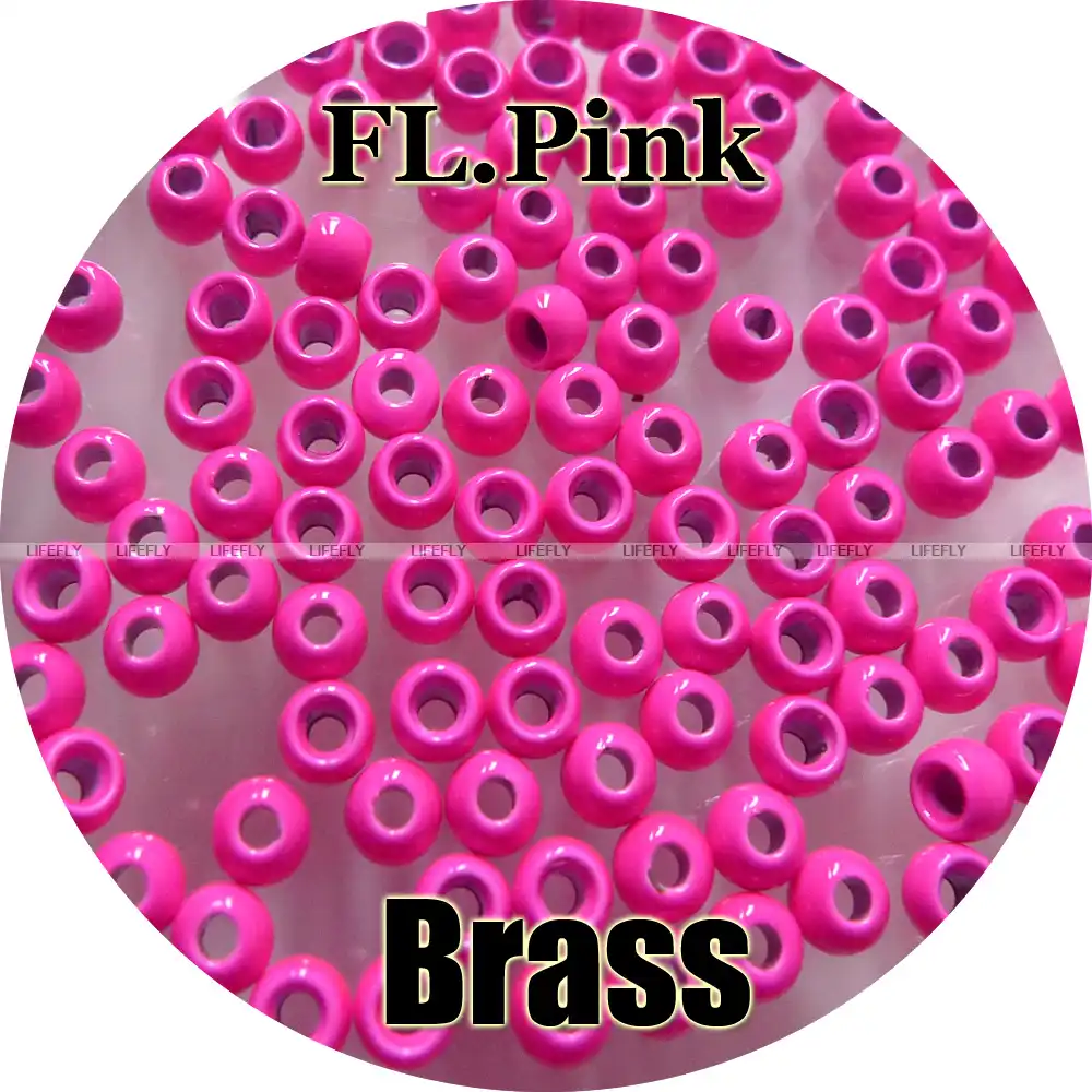 per 100 Brass Bead Head Fluorescent Pink 3.2 mm