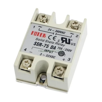 

1PCS SSR75DA SSR-75DA Manufacturer 75A ssr relay,input 3-32VDC output 24-380VAC