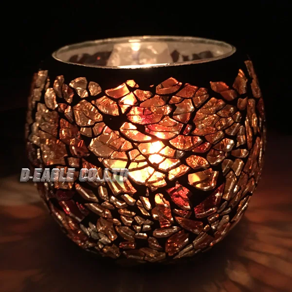 

Color Glass Mosaic With HandMade Candle Holders For Wedding&Dinner& Home Table Decorative Holders DSP