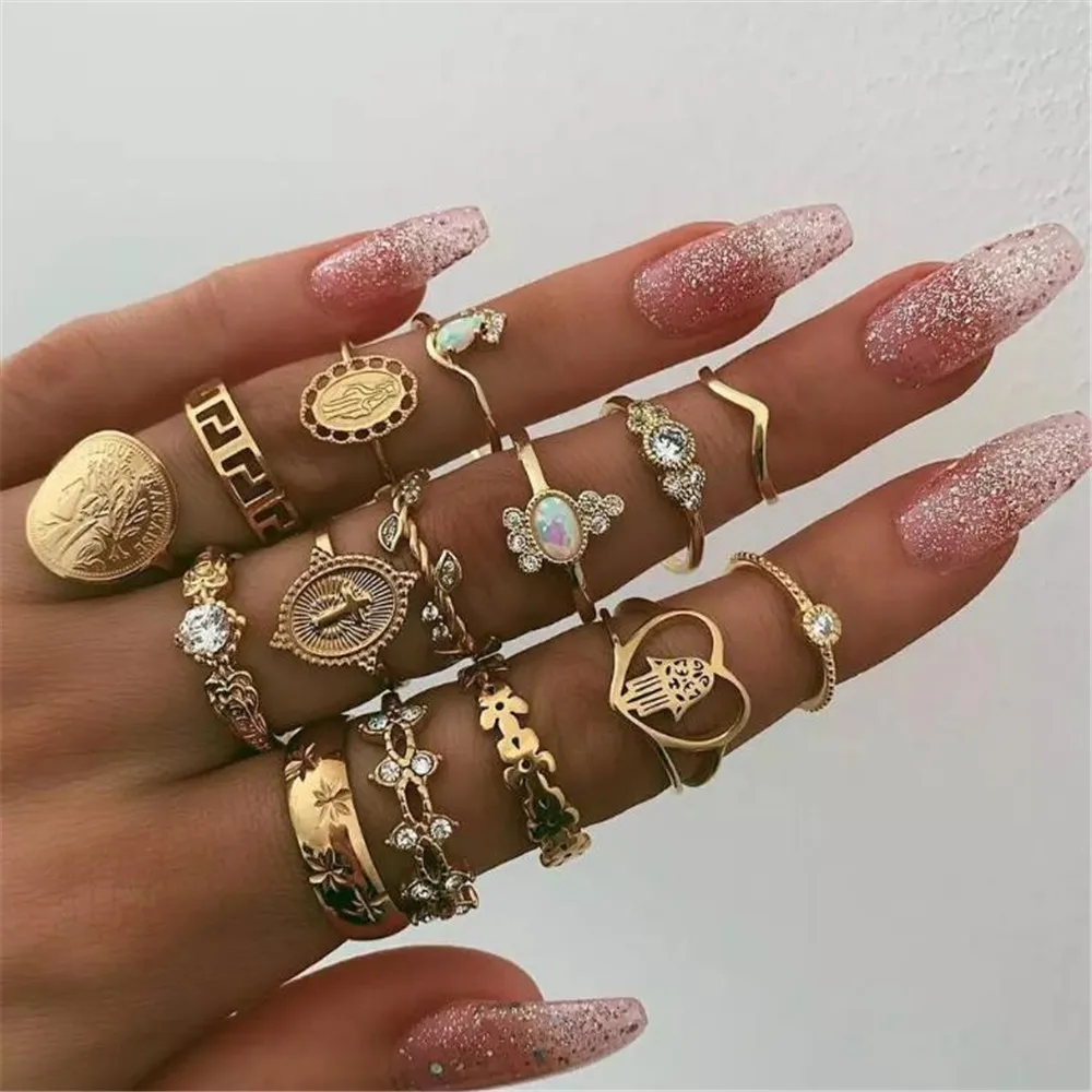 

Female Heart 15 Pieces / sets Joint Rings Fashion jewelry Rings Any Occasion
